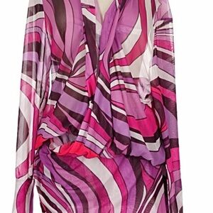 Pucci inspired Vibrant Pink and Purple Sheer Top